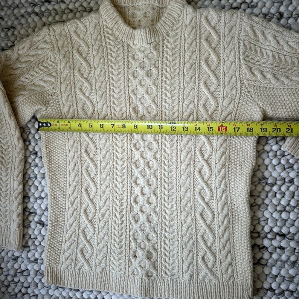Handknit Fisherman Cable Knit Wool Sweater - Picture 4 of 4